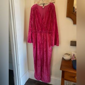 A New Day hot pink velvet jumpsuit size 2xl NWOT